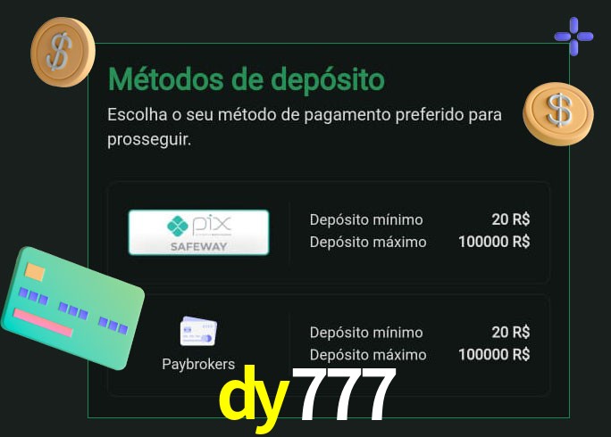 O cassino dy777 oferece uma grande variedade de métodos de pagamento